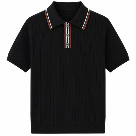 Ashford Geripptes Strick-Poloshirt